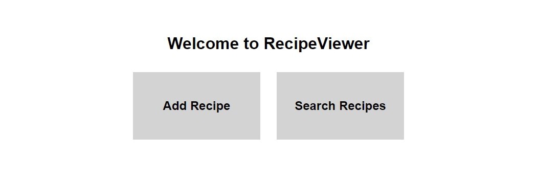 Recipe Viewer Homescreen